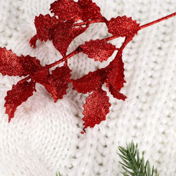 Цена за 10 шт. Декор блеск «Резные листочки», h=20 см, МИКС