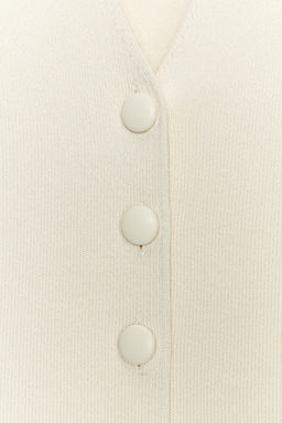 BUTTONED KNIT WAISTCOAT WITH COVERED BUTTONS