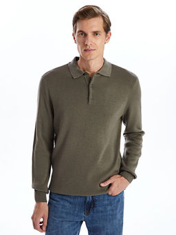 Polo Yaka Uzun Kollu Erkek Triko Kazak