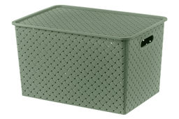 Корзинка с крышкой 14 л 35*24,5*20,5 см "Береста" оливковая (523145)