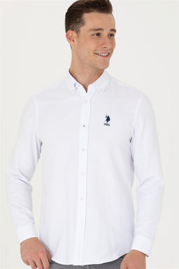 U. S. Polo Assn Мужская белая базовая рубашка с длинным рукавом - U.s. polo assn фото 11