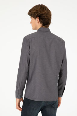 Мужская базовая рубашка антрацитового цвета с длинным рукавом - U.s. polo assn фото 5