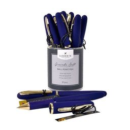 * Ручка маслян. LOREX серия Grande Soft 0,70 мм синий, цвет корпуса: т.-син., зол.дет., резин.грип, кругл. прорезин. корп.