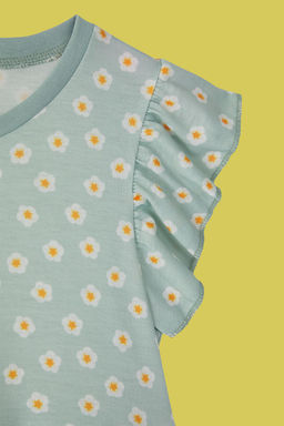 Lila-Mint 2li K?z Cocuk Pamuklu Kollar? F?rf?r Detayl? Orme Elbise TKDSS25EL00017 - Trendyolmilla фото 2