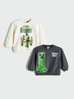 Minecraft Bask?l? Erkek ?ocuk Sweatshirt 2li