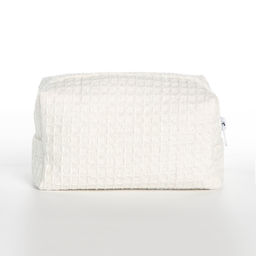 Косметичка женская на молнии TEXTURA, объёмная, маленькая, вафельная текстура, мягкая, белая  фото 8