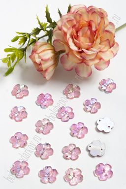 Стразы "Цветок" 15 мм (100 шт) SF-804, розовый радужный