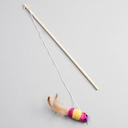 Дразнилка с махровой мышкой (7 см) на деревянной палочке, 40 см, микс цветов - Пижон фото 3