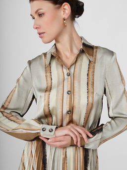 Платье из принтованной атласной ткани - Tantino фото 3