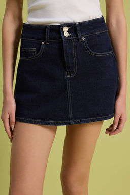Koyu Mavi Mini Denim Sort Etek TWOSS26SR00208 - Trendyolmilla фото 3