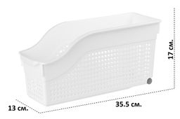 Контейнер хозяйственный 35,5*13*17 см "Лофт" белый на колесах узкий (модель - 621006)