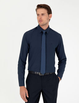 Lacivert Slim Fit Uzun Kollu Basic G_mlek