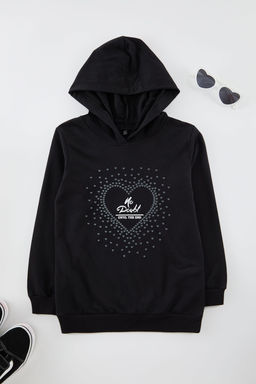 Pudra K?z Cocuk Kalp Pamuklu Orme Sweatshirt TKDAW25SW00012 - Trendyolmilla фото 2