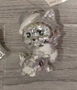 Цена за 2шт. Ёлочная игрушка "Весёлый котёнок" 7*5*10 см, Шампань