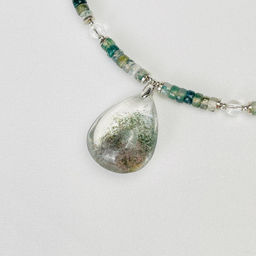 Колье из мохового Агата, Горного Хрусталя и Лодолита - Радуга самоцветов фото 2