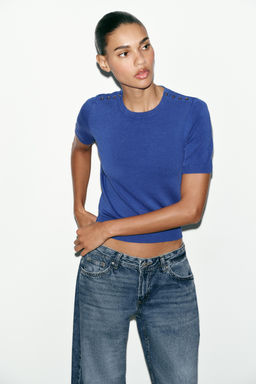 JERSEY B?SICO PUNTO MANGA CORTA / Azul - Zara фото 3