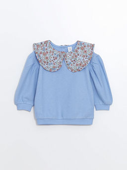 Bebe Yaka ?i?ekli K?z ?ocuk Sweatshirt