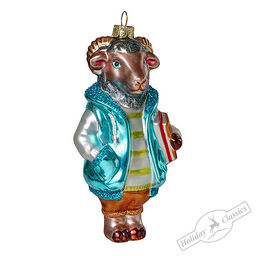 Барашек в голубом жилете с книгами (стекло) 6х4х13 см