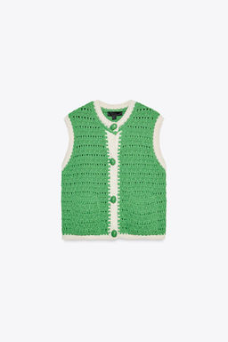 OVERSIZED BUTTON KNITTED WAISTCOAT TOP - Zara фото 9