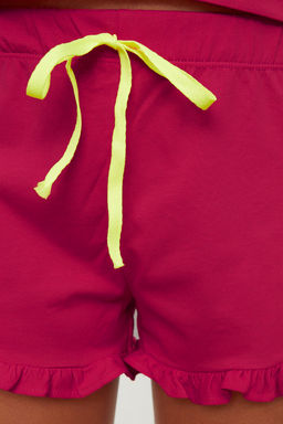 Trendyolmilla Fusya %100 Pamuklu Nak?sl? F?rf?r Detayl? Sortlu Orme Pijama Tak?m? THMSS20PT0165  фото 13