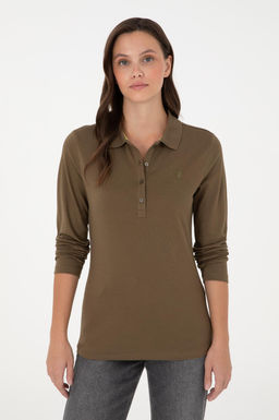 Женский базовый свитшот цвета хаки Неожиданная скидка в корзине - U.s. polo assn фото 3