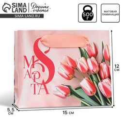 Цена за 3 шт. Пакет подарочный ламинированный, упаковка, «8 марта», S 12×15×5.5 см