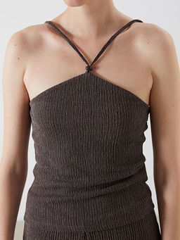 Halter Yaka Dokulu Ask?l? Bluz