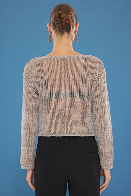 Vizon Kay?k Yaka Payetli Kazak TWOSS25KZ00003 - Trendyolmilla фото 6