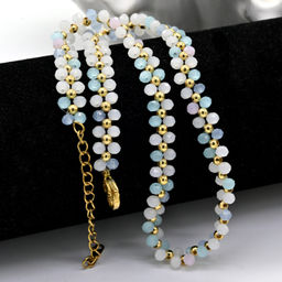 Чокер плетеный из циркона шарик 3мм цвет голубой, 36см