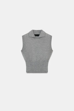 KNITTED POLO COLLAR TANK TOP - Zara фото 5