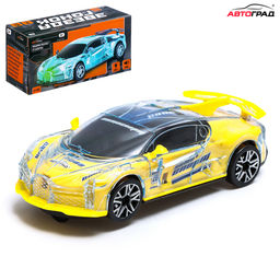 Машина Crazy race. Гонки, русская озвучка, световые и звуковые эффекты, работает от батареек, цвет жёлтый