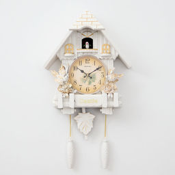 Часы настенные интерьерные большие с кукушкой «Замок с птицами», плавный ход, 64х36х9 см