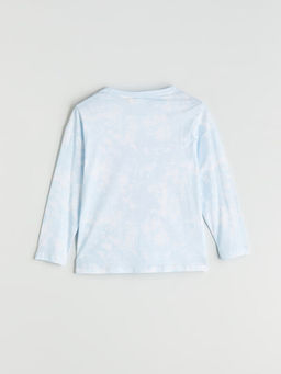 Bisiklet Yaka Stitch ve Angel Bask?l? K?z ?ocuk Pijama ?st
