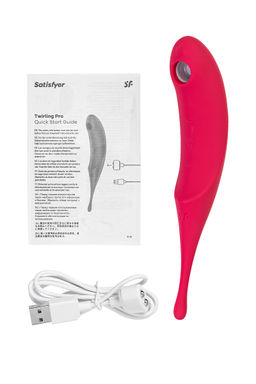 Вакуум-волновой бесконтактный стимулятор клитора Satisfyer Twirling Pro, силикон, красный