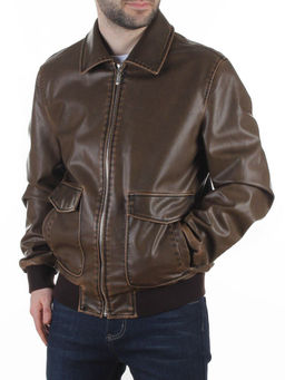 257994137 BROWN Куртка мужская демисезонная (эко-кожа)