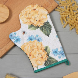 Варежка-прихватка Этель Гортензии 20х28см,саржа, 100% х/л, ватин 250г/м2