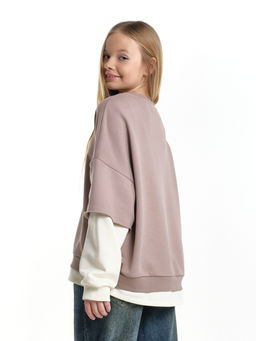 Толстовка для девочки 22-8047 бежевый - Mini maxi фото 4