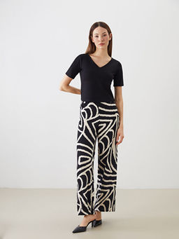 Beli Lastikli Desenli Geni? Pa?a Kad?n Pantolon