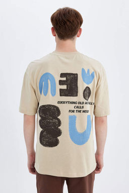 Футболка Comfort Fit с круглым вырезом и короткими рукавами с принтом на спине - Defacto фото 9