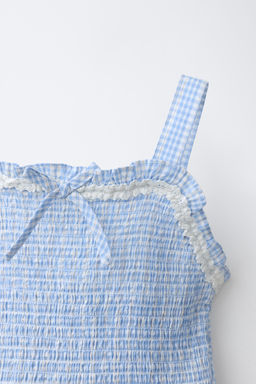 TOP GOMAS CUADRO VICHY / Azul / Blanco - Zara фото 3