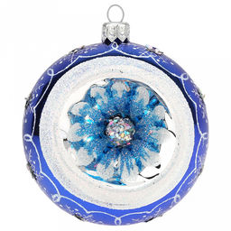 Елочная игрушка шар стеклянная Прелесть прожектор д8,5см, ручная художественная роспись, цвета микс, подарочная упаковка (Россия) - Домашняя мода фото 2