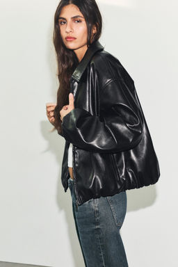 LEATHER EFFECT BOMBER JACKET - Zara фото 3