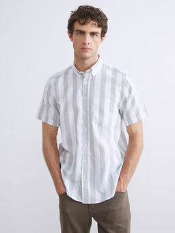 Regular Fit K?sa Kollu ?izgili Arm?rl? Erkek G?mlek