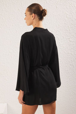 Siyah Mini Dokuma Plaj Kimono&Kaftan TBESS25KM00002 - Trendyolmilla фото 5