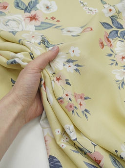 Штапель Цветочная элегия цв.соломенно-желтый, СОРТ2, ш.1.45м, вискоза-100%, 100гр/м.кв - Купава фото 6