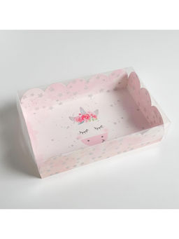 Цена за 5 шт. Коробка для печенья, кондитерская упаковка с пластиковой крышкой, «Чудесных мгновений», 20×30×8 см