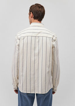 Cizgili Lacivert Gomlek - Mavi фото 4