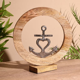 Сувенир интерьерный в деревянном кольце «Якорь», 30×8×33 см