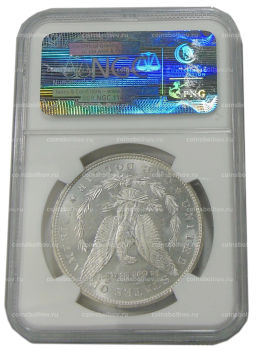 1 доллар 1887 года США Доллар Моргана (в слабе NGC MS 63)
