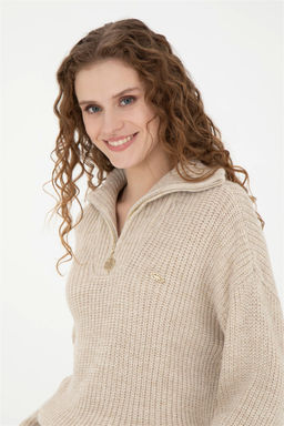 Женский свитер песочного меланжа - U.s. polo assn фото 2